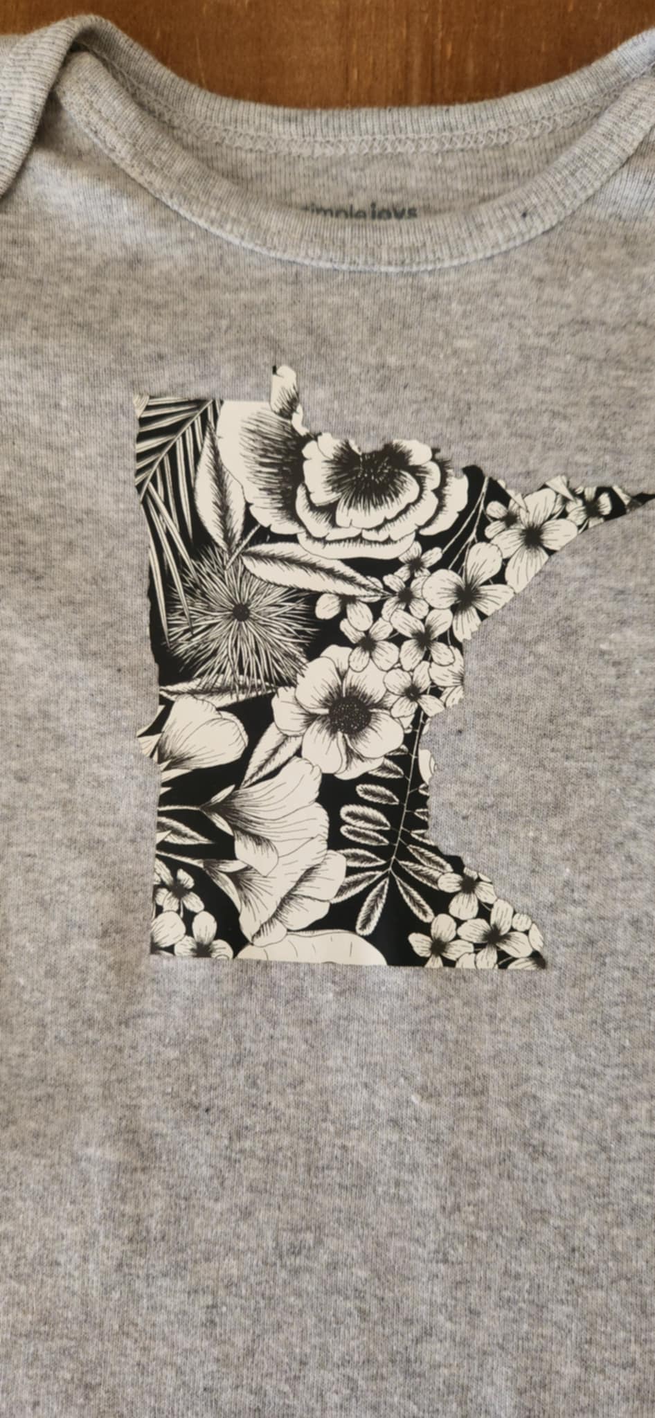 Black and White Floral MN Baby Bodysuit