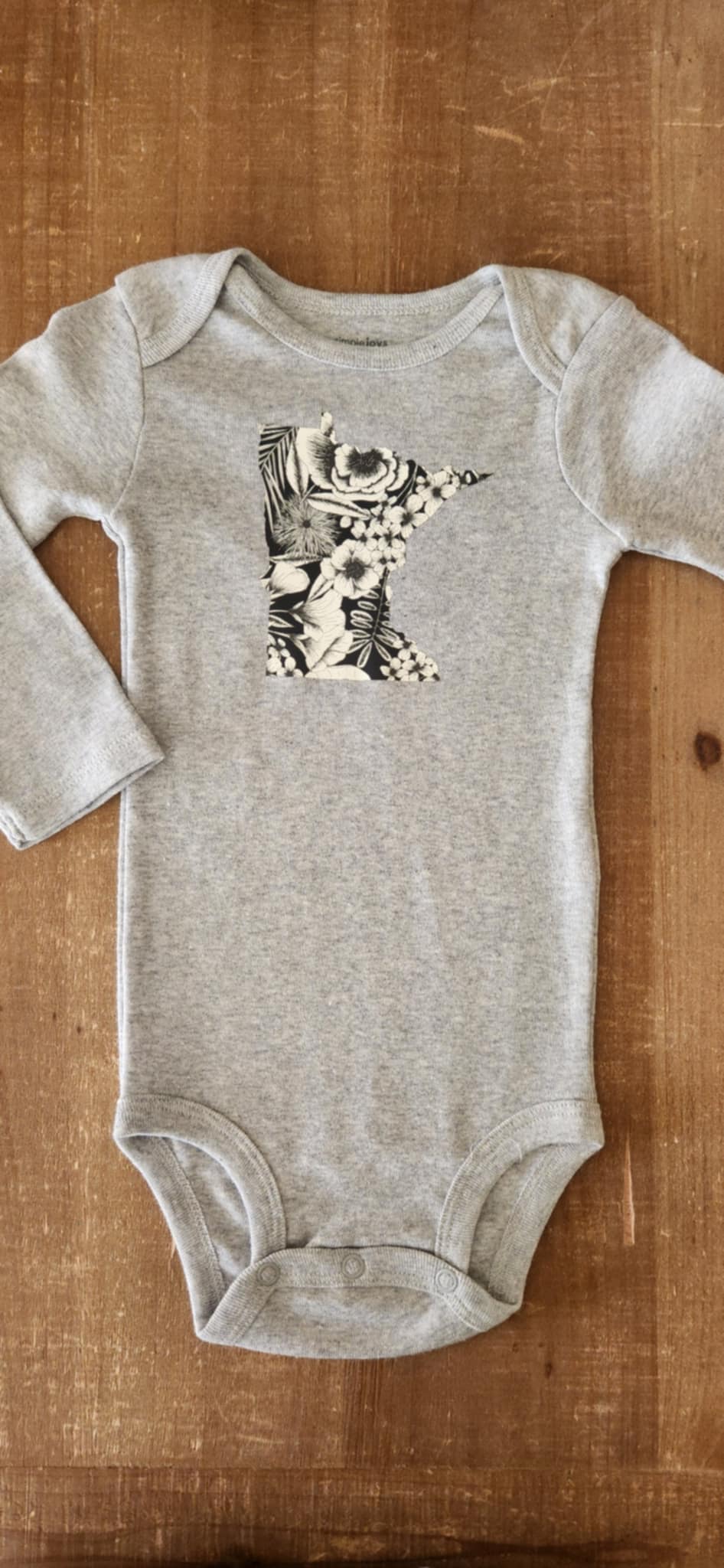 Black and White Floral MN Baby Bodysuit