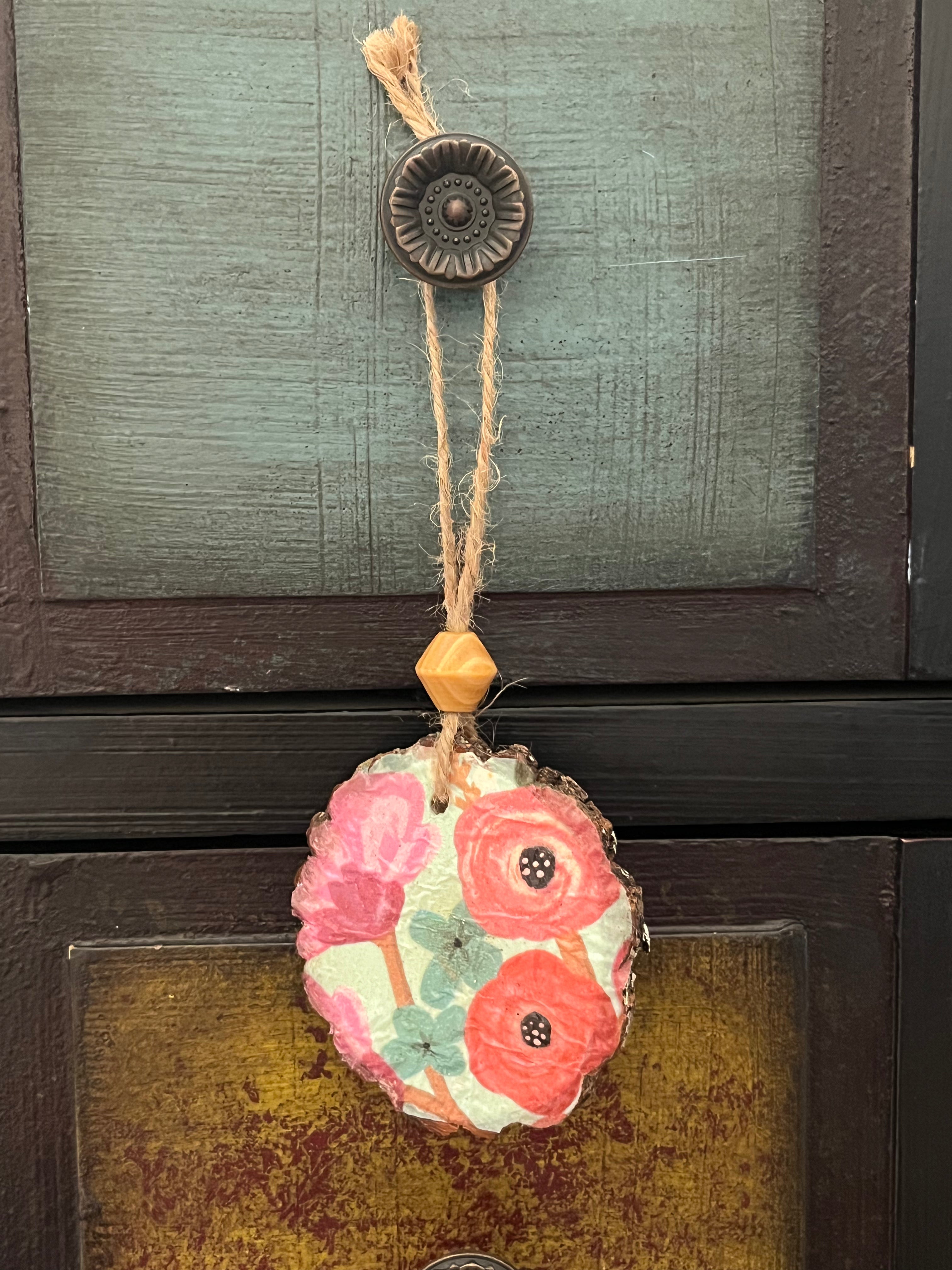 Pink + Teal Floral Ornament