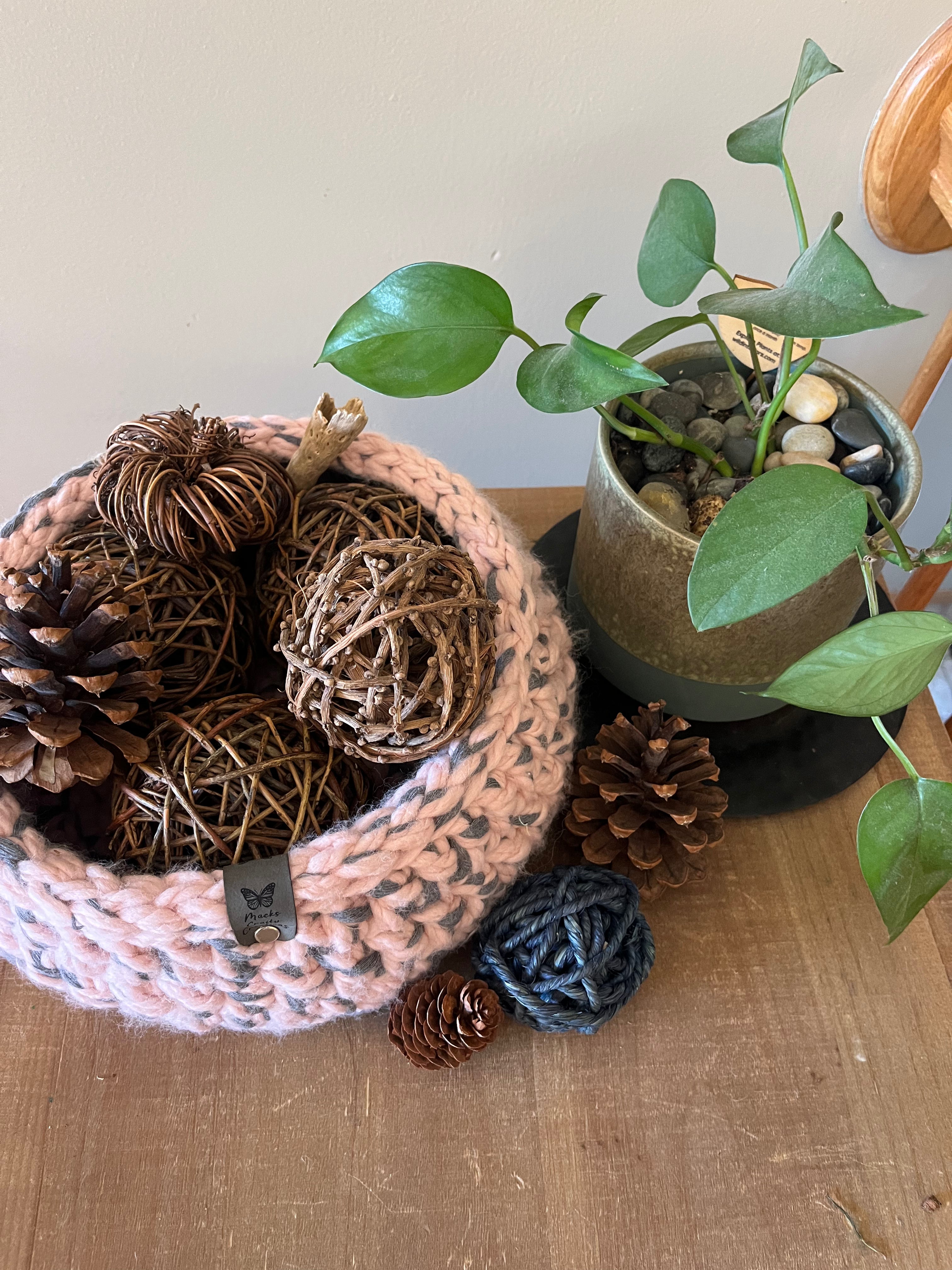 Pink Sandy Beach: Crocheted Storage basket