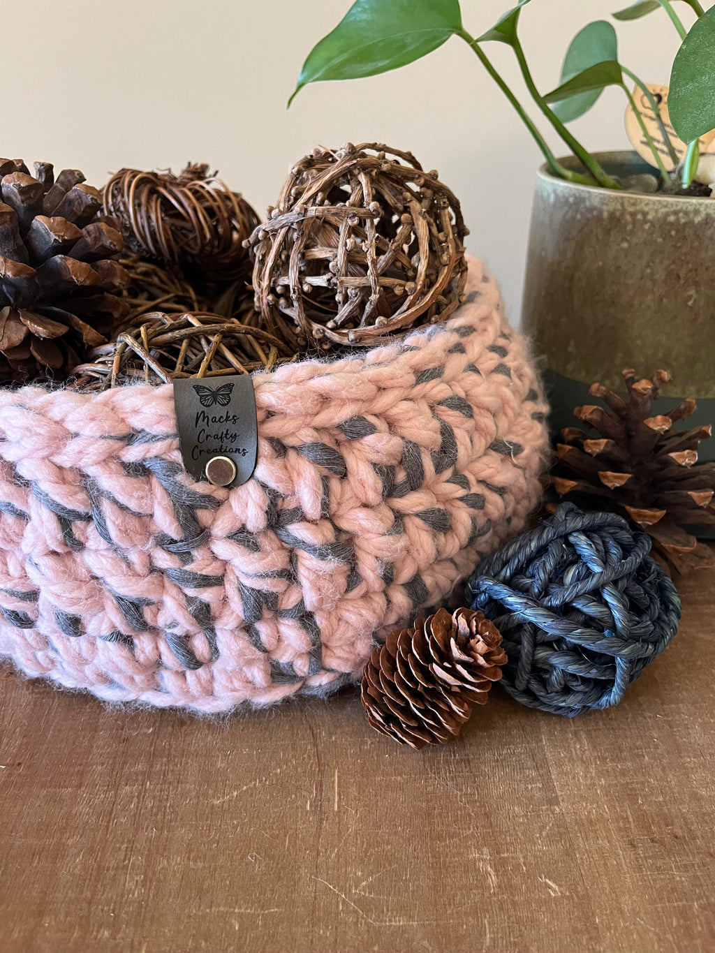 Pink Sandy Beach: Crocheted Storage basket
