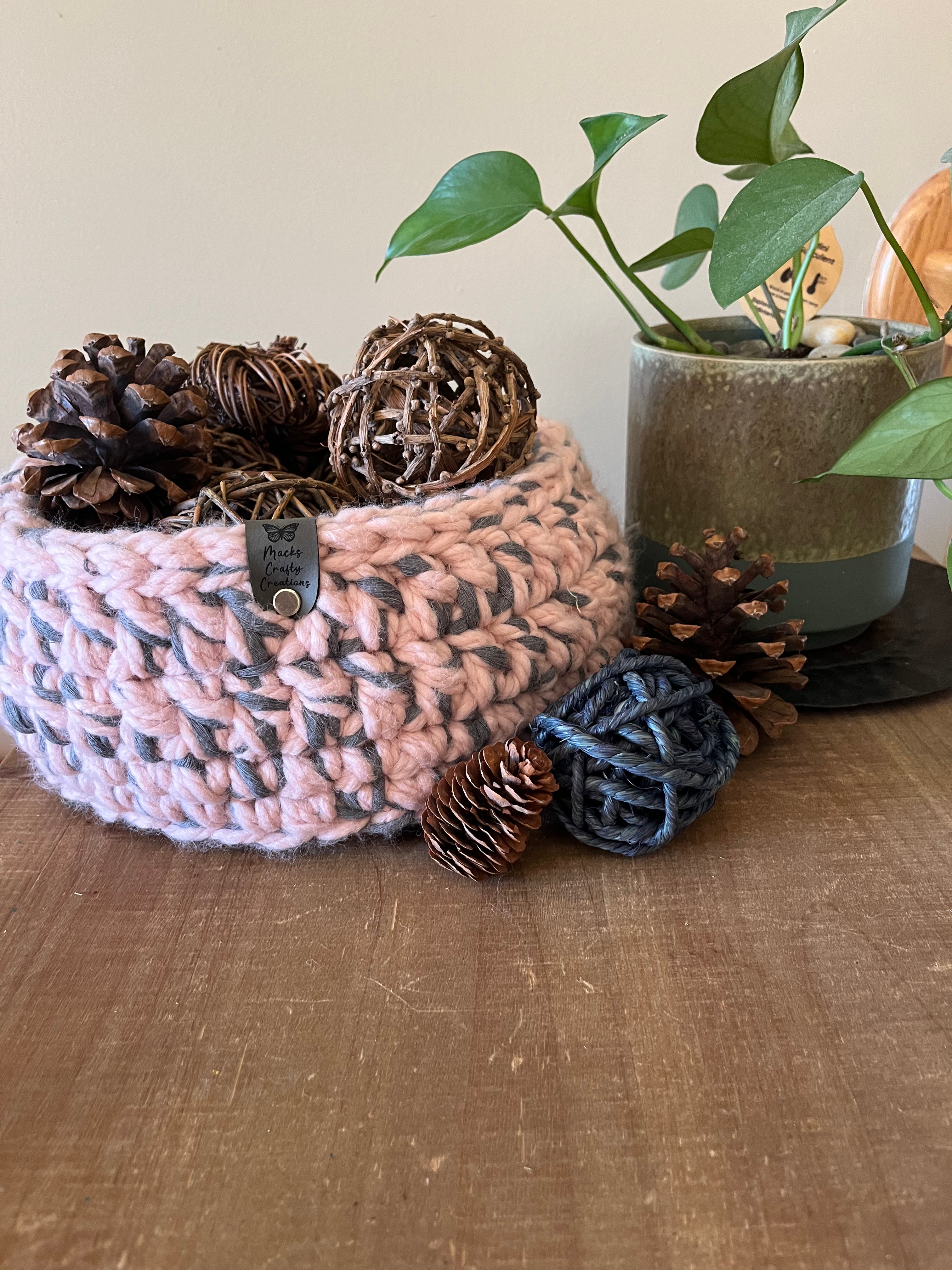 Pink Sandy Beach: Crocheted Storage basket