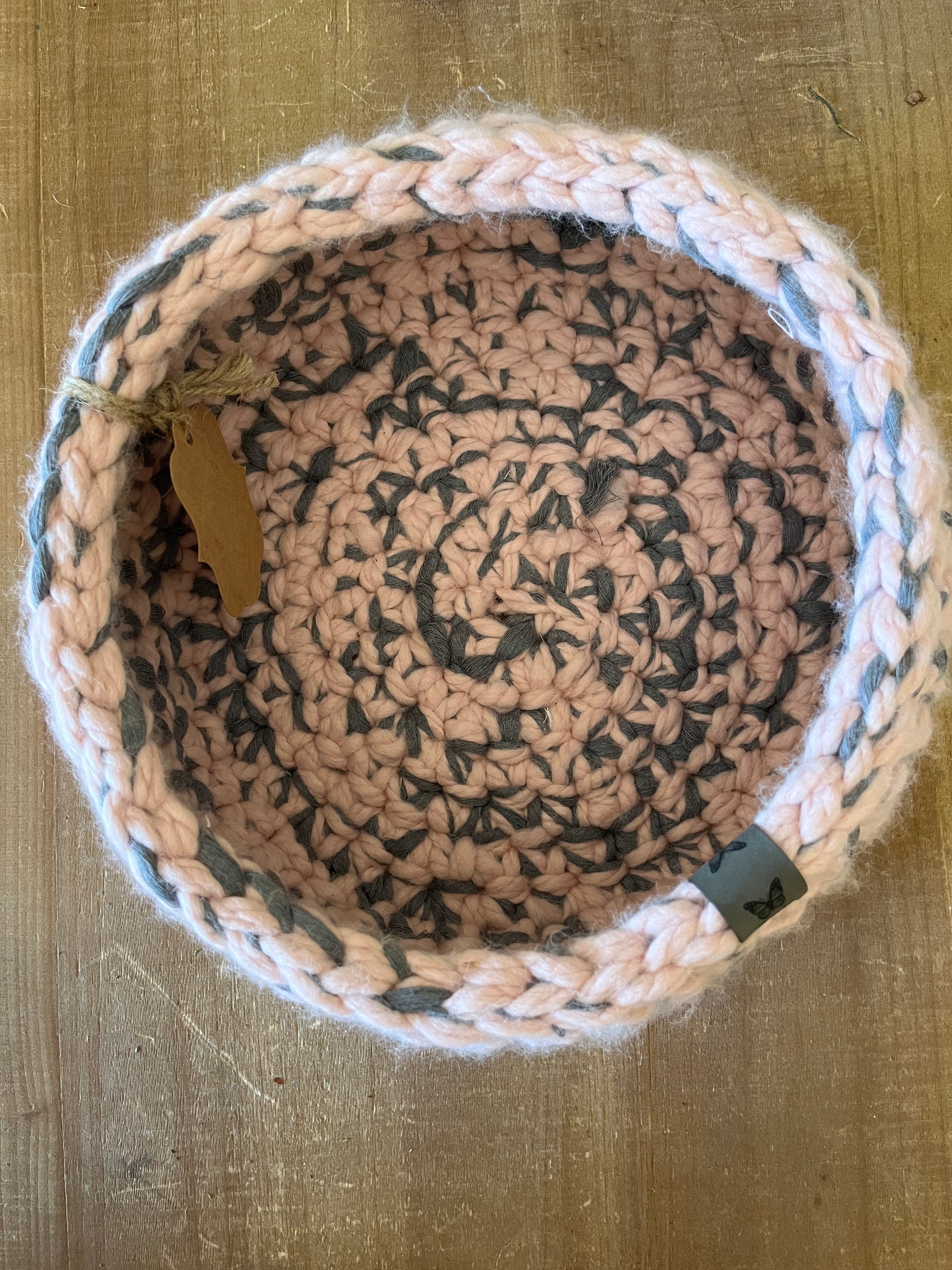 Pink Sandy Beach: Crocheted Storage basket