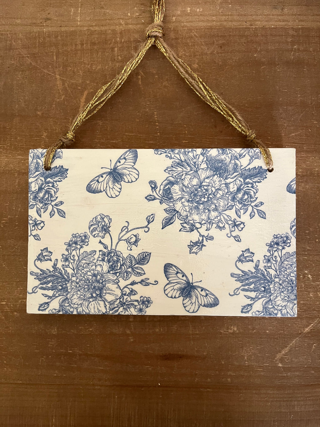 Blue Floral + Butterfly Wall Hanging