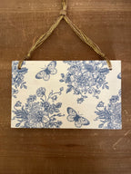 Blue Floral + Butterfly Wall Hanging