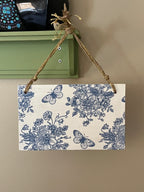 Blue Floral + Butterfly Wall Hanging