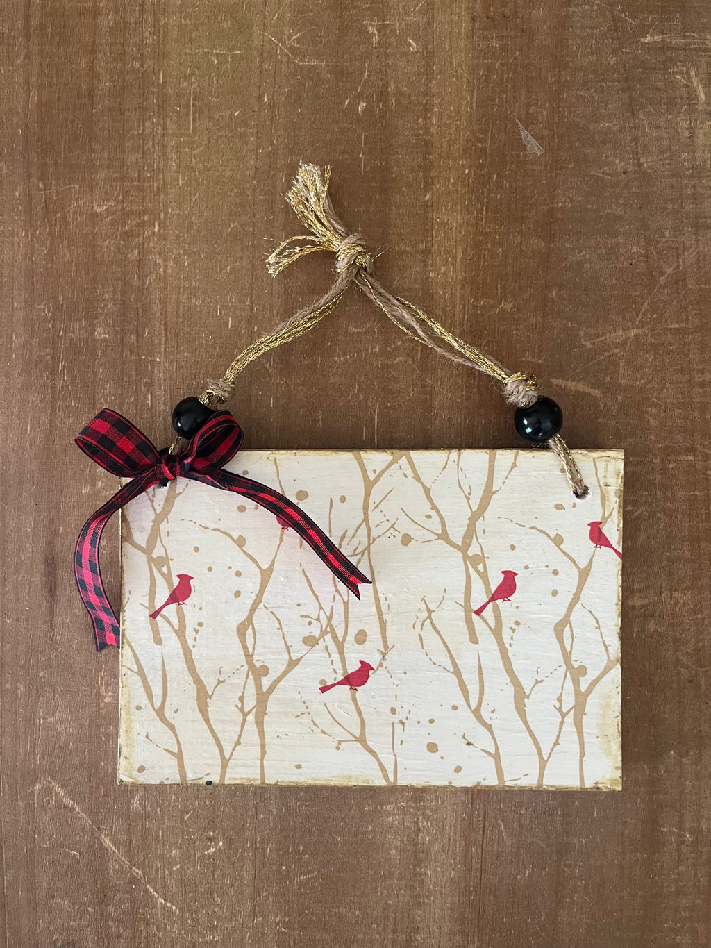 Gold Tree and Cardinal Wall Hanging