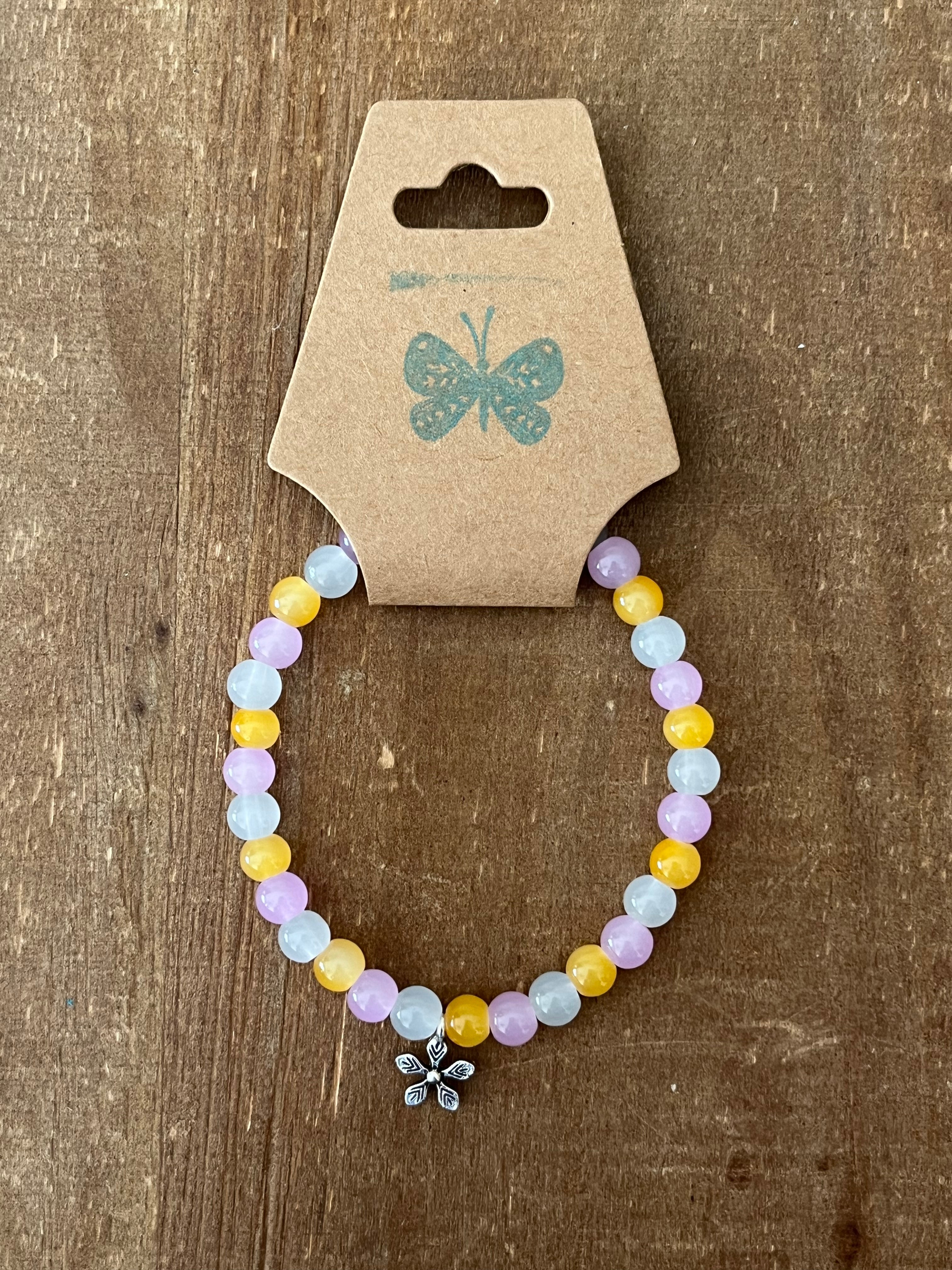 Light Purple and Gold Flower Bracelet