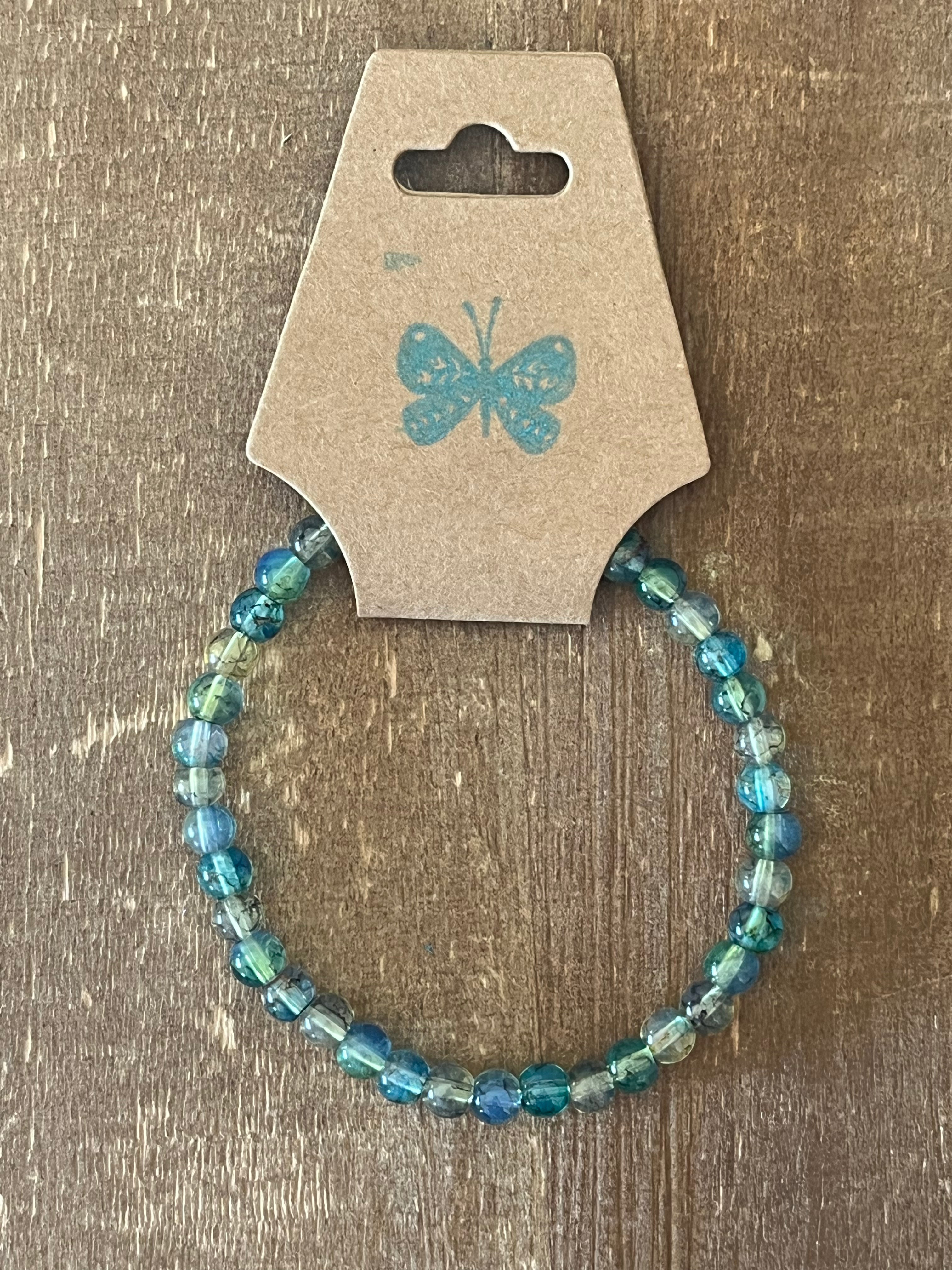 Teal Ink Patterned Bracelet