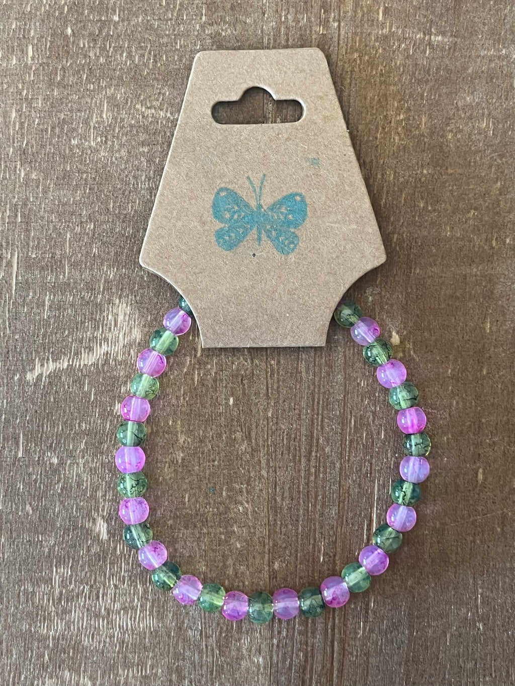 Pink and Green Ink Patterned Bracelet