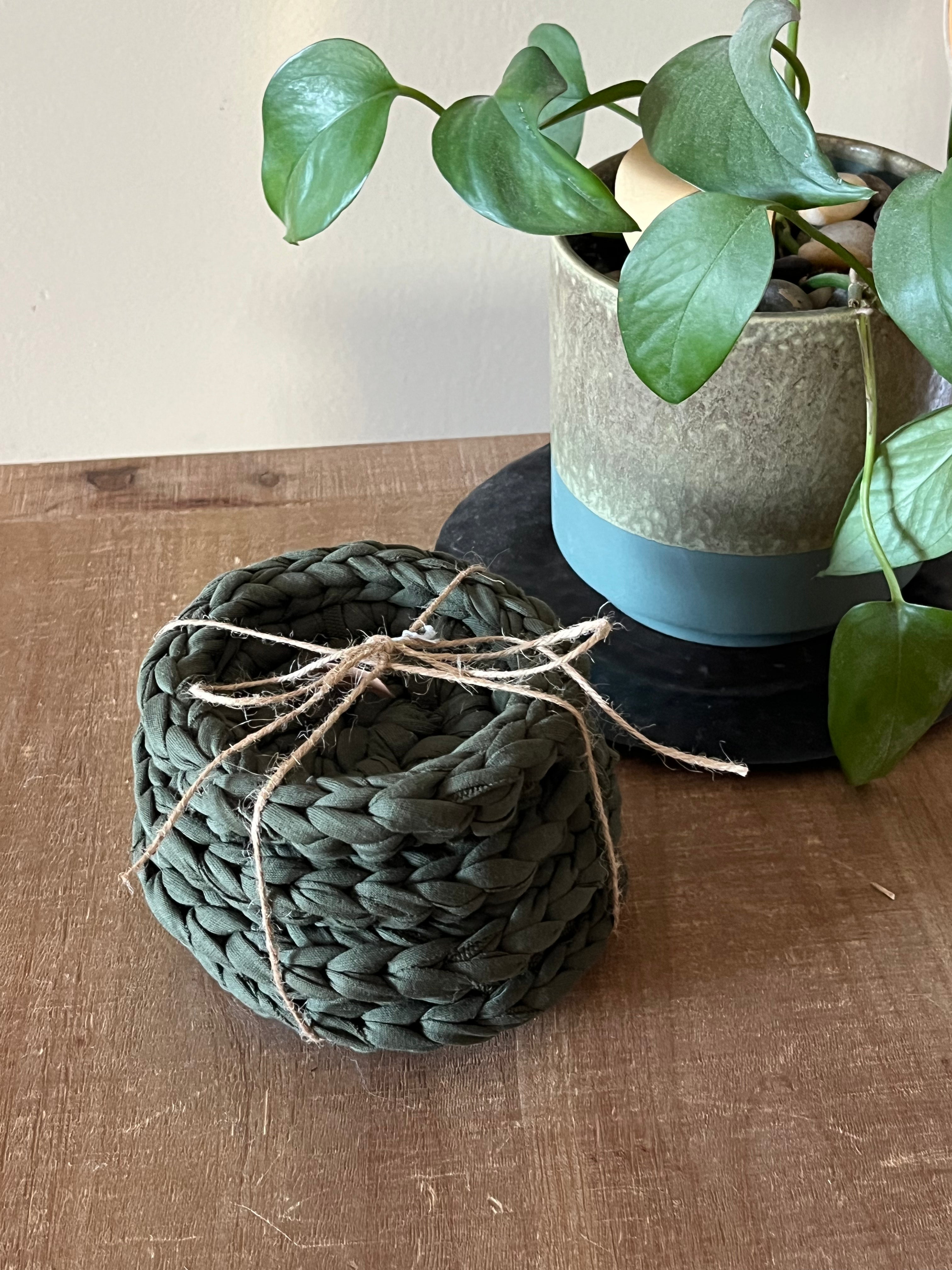 Eucalyptus Green Crocheted Coaster Set