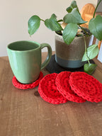 Red Crocheted Coaster Set