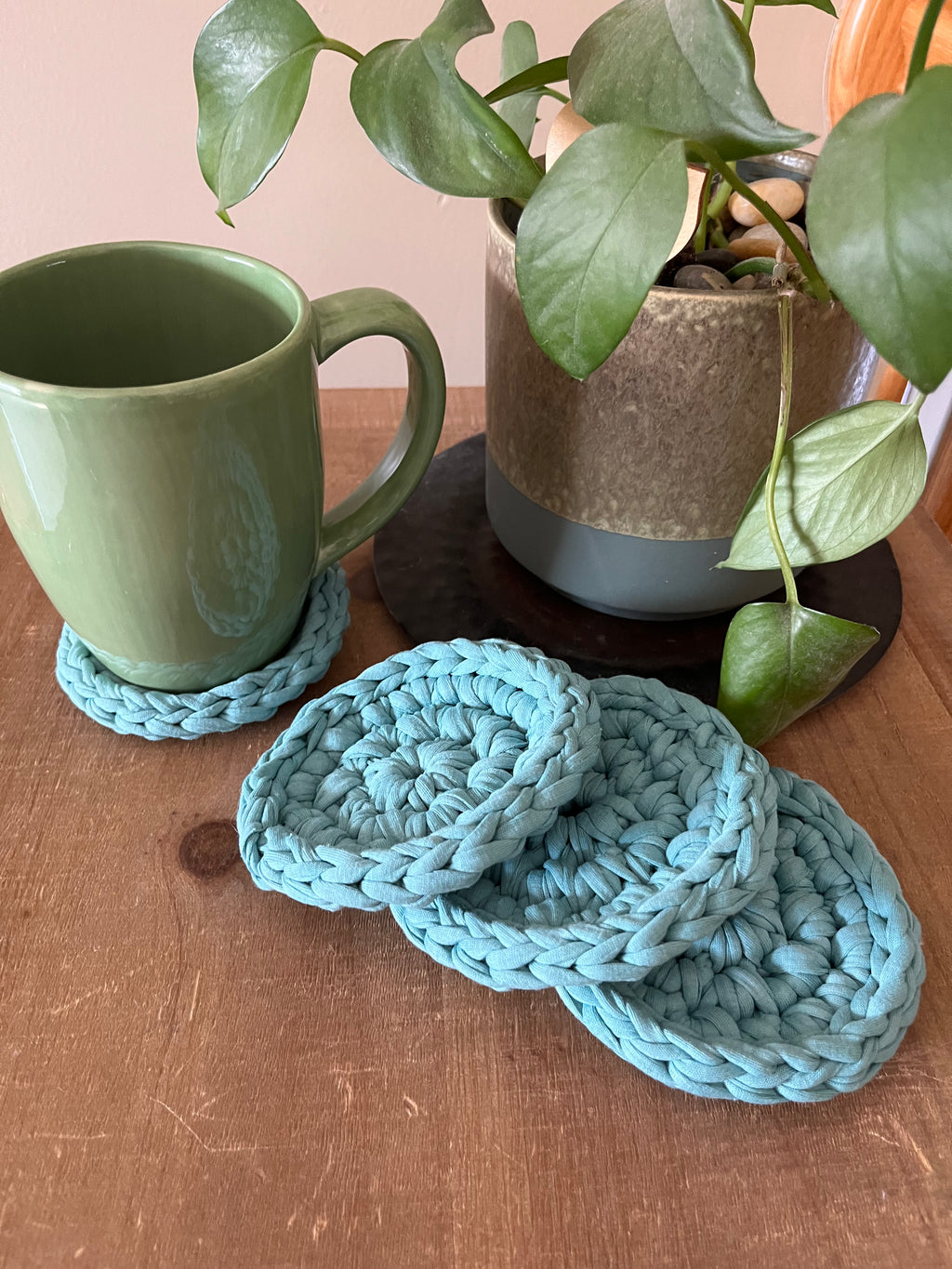 Jade Crocheted Coaster Set