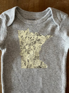 Cream and Gray Floral Minnesota Baby Bodysuit