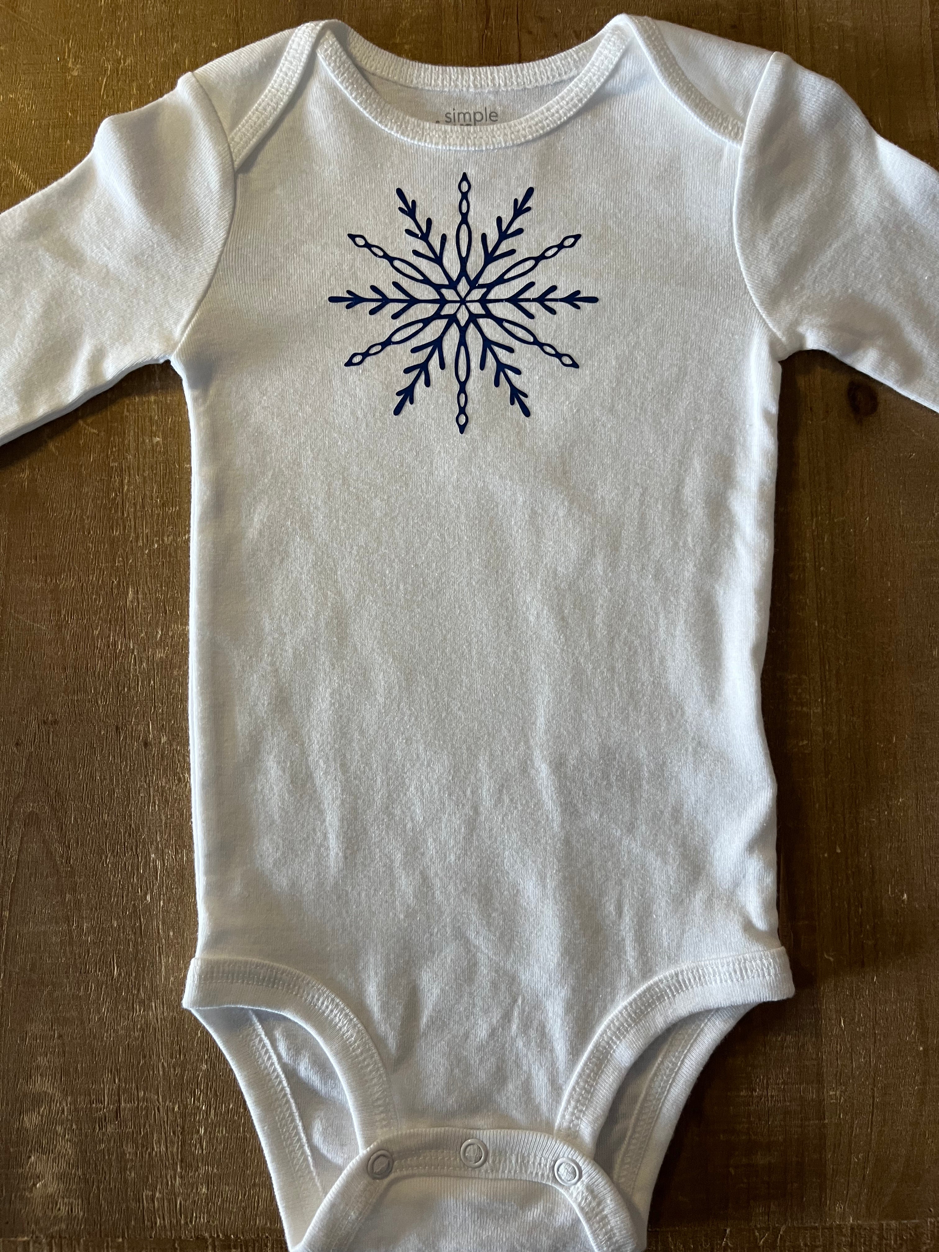 Blue Snowflake Baby Bodysuit