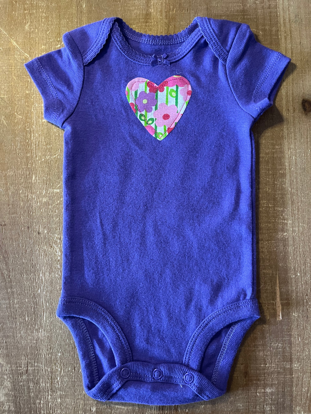 Purple Floral Heart Baby Bodysuit