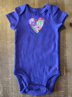 Purple Floral Heart Baby Bodysuit