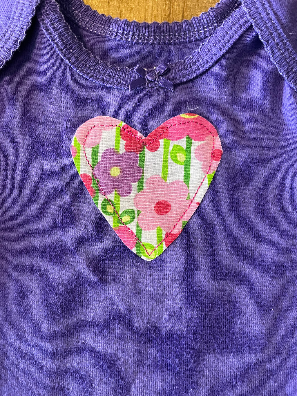 Purple Floral Heart Baby Bodysuit