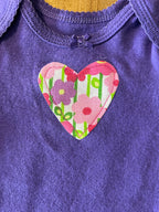 Purple Floral Heart Baby Bodysuit