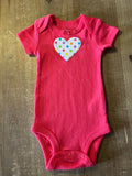 Pink Polka Dot Heart Baby Bodysuit