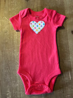 Pink Polka Dot Heart Baby Bodysuit