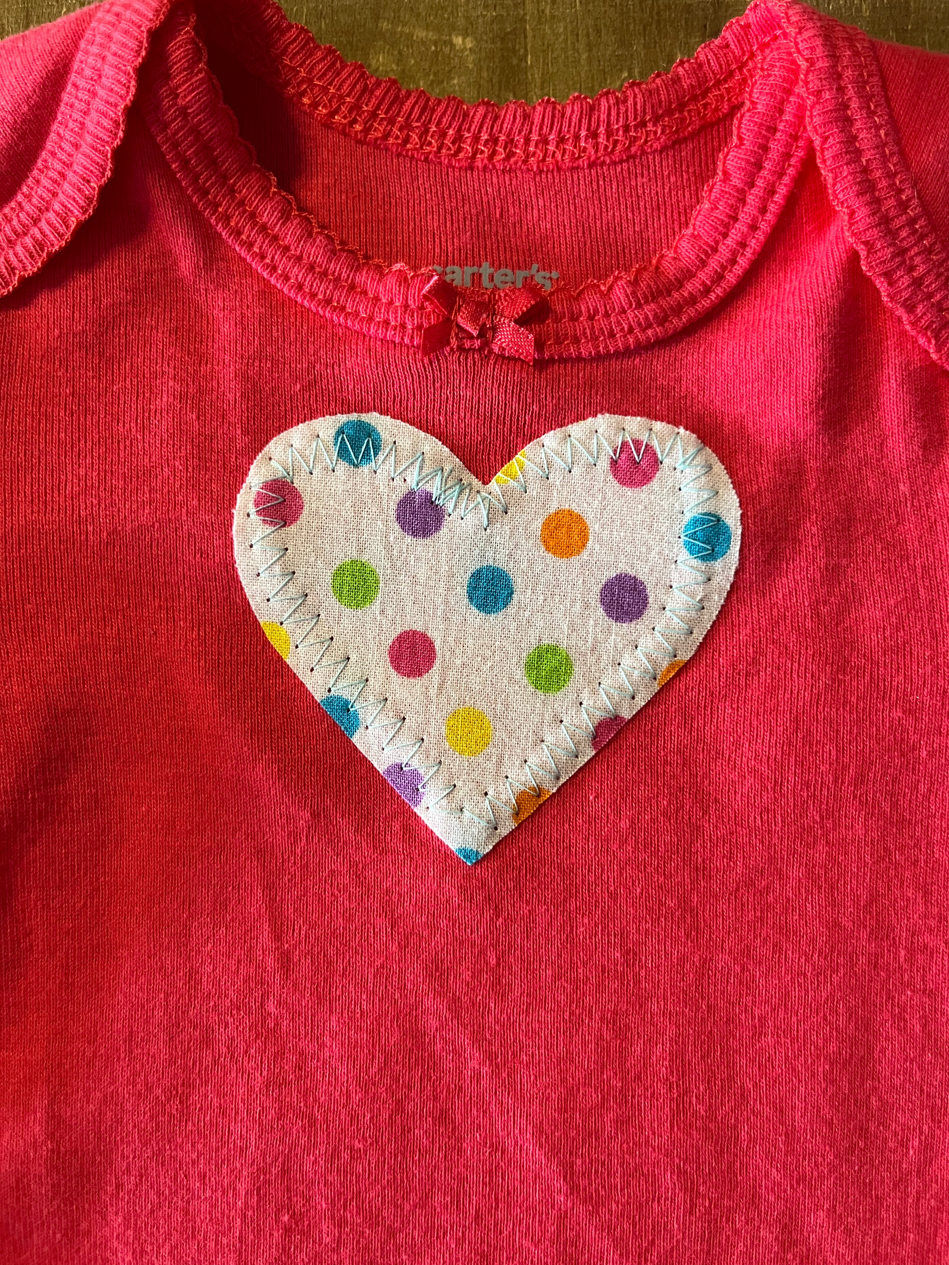 Pink Polka Dot Heart Baby Bodysuit