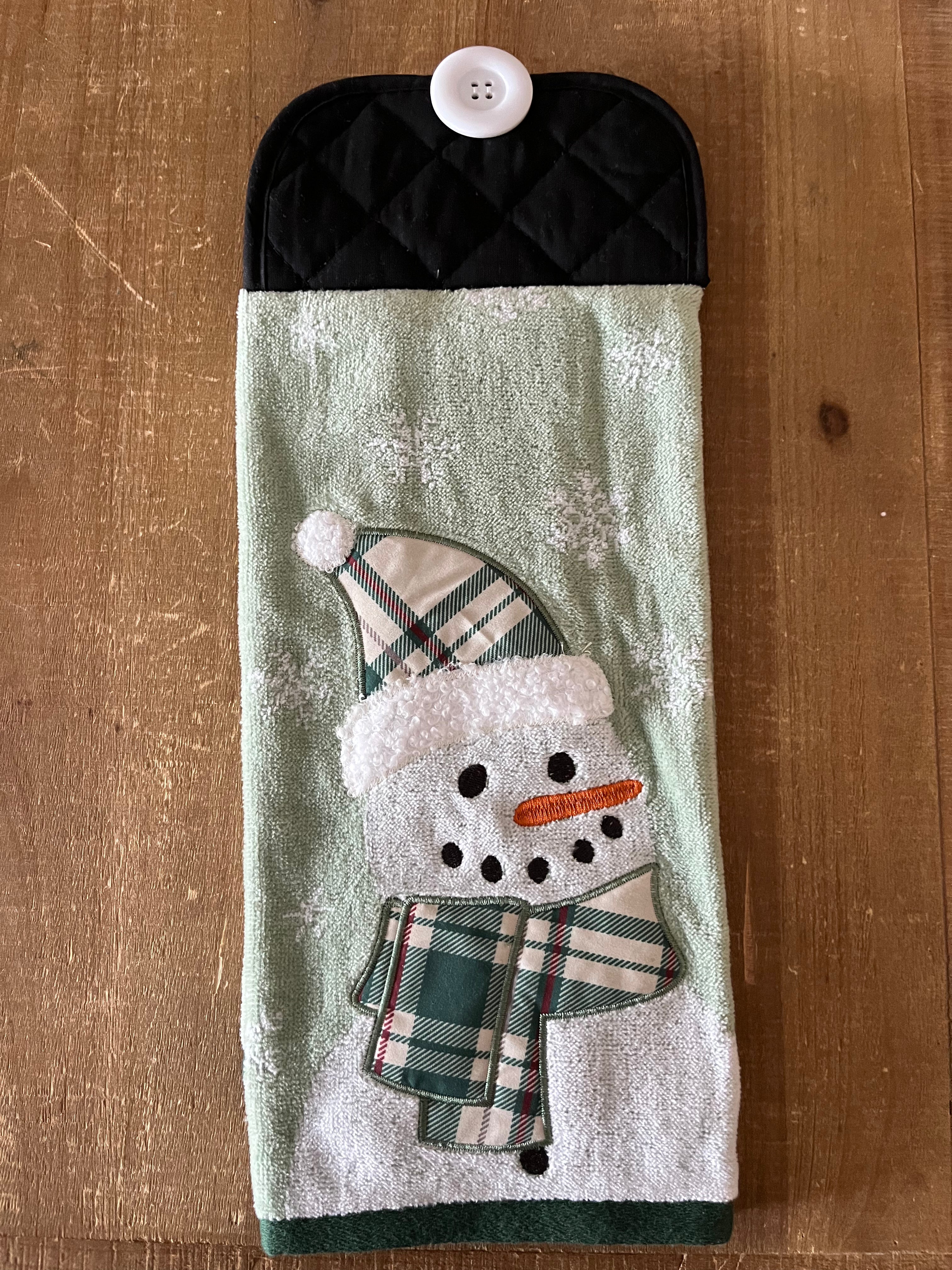 Mint Snowman Hand Towels