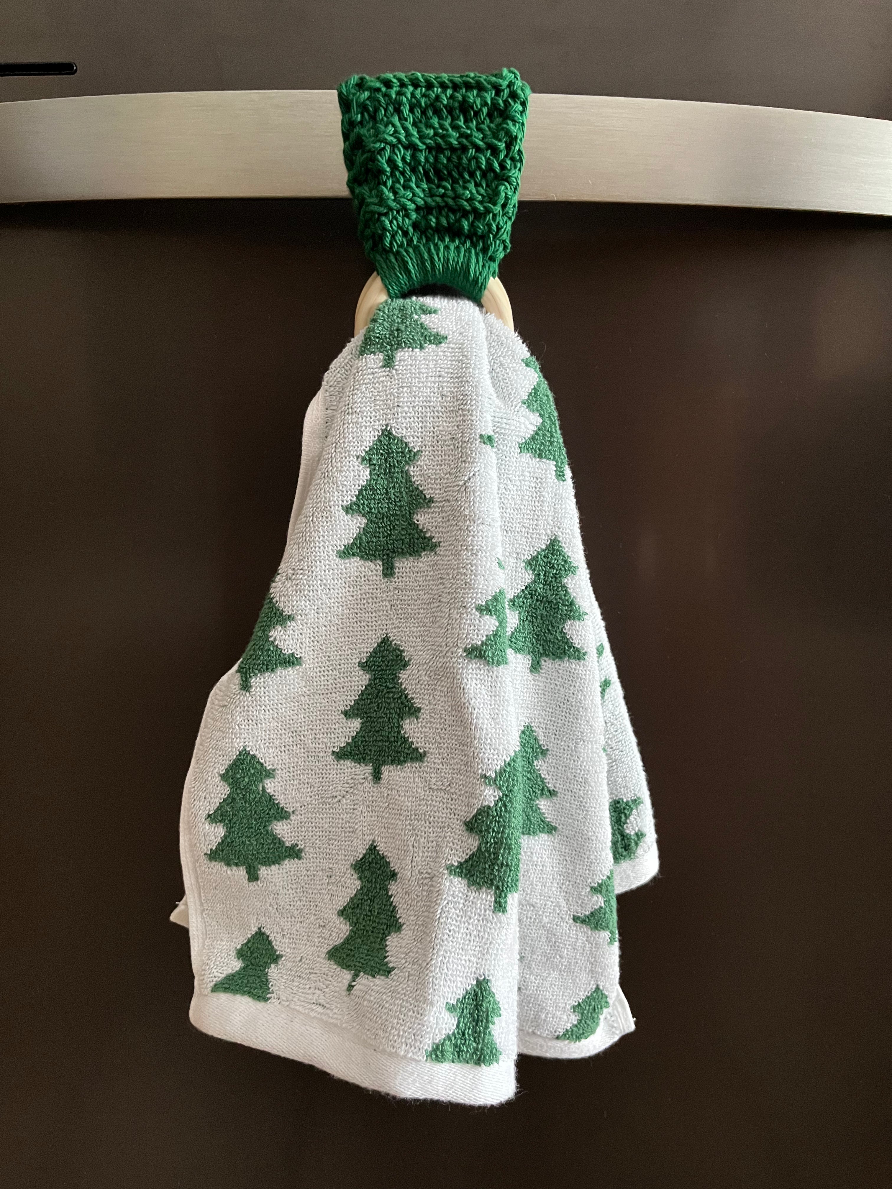 Crocheted Wood Towel Holder and Tree Towel Set