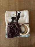 Crocheted Wood Towel Holder and Deer Towel Set