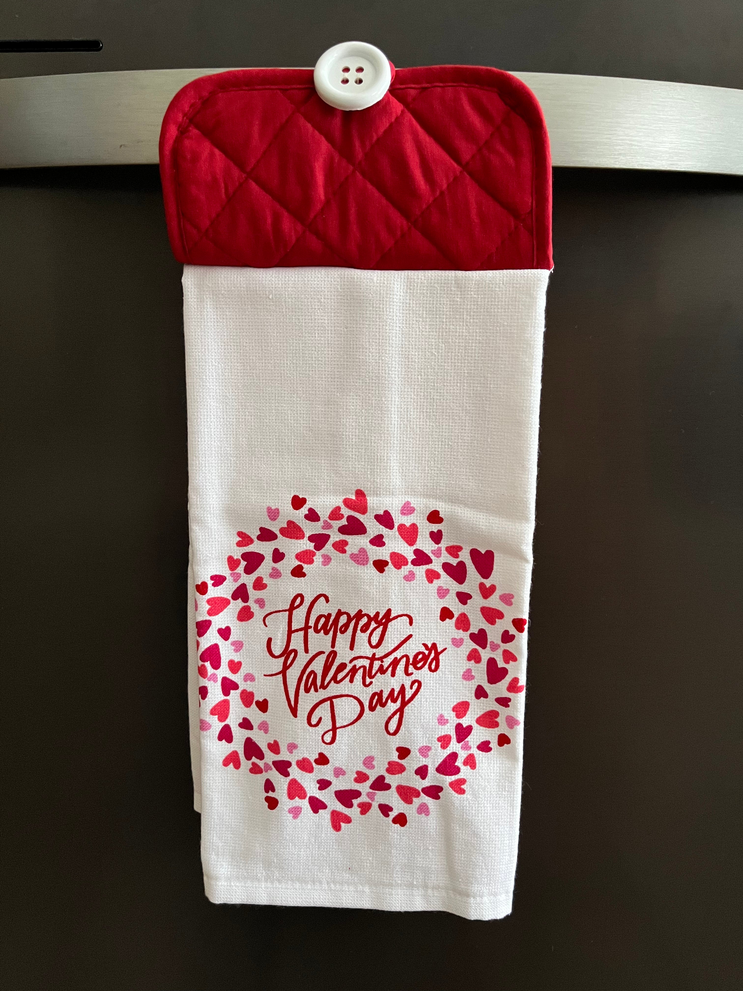 White Happy Valentines Day Hand Towel