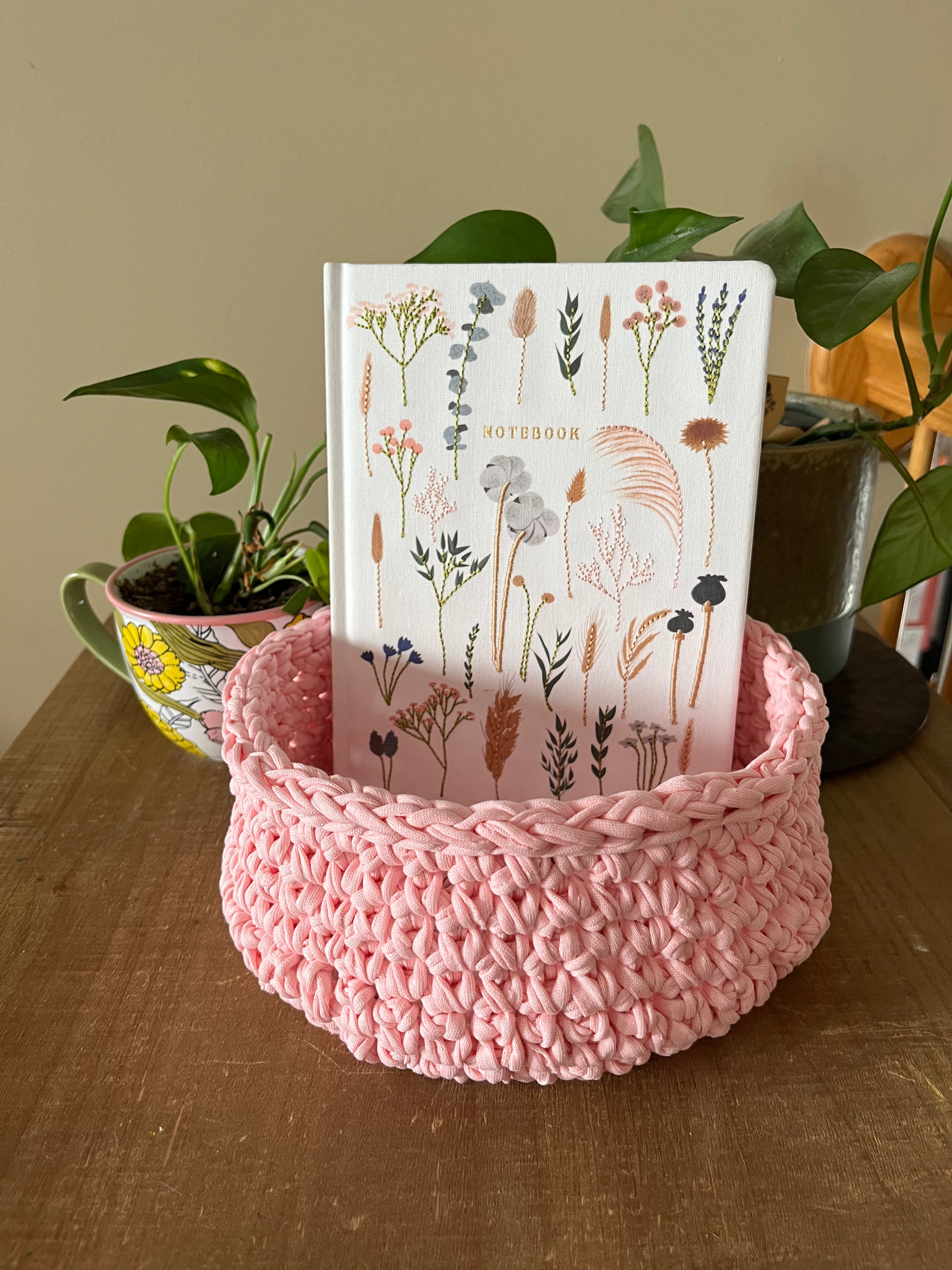 Cherry Blossom Crocheted Storage Basket