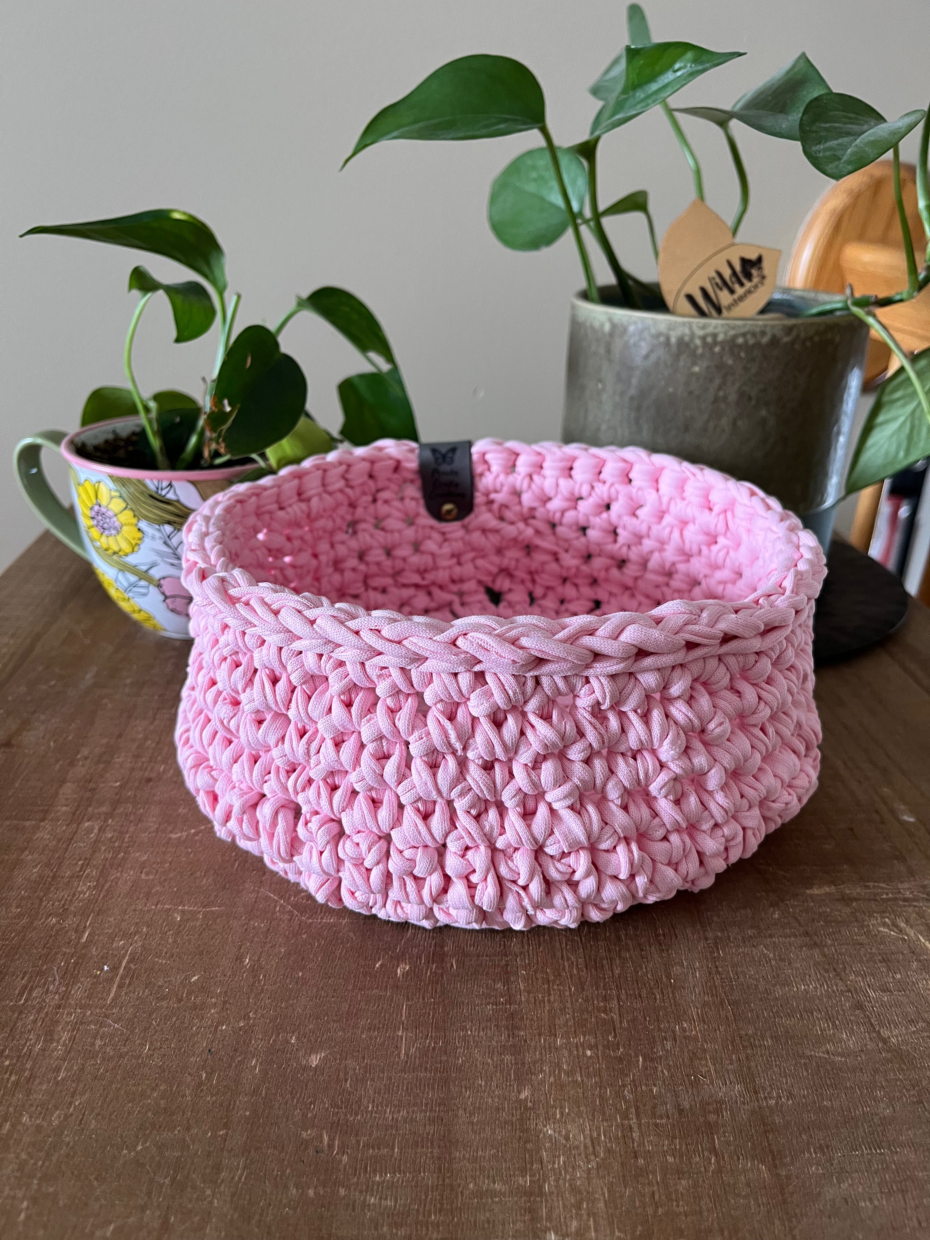 Cherry Blossom Crocheted Storage Basket