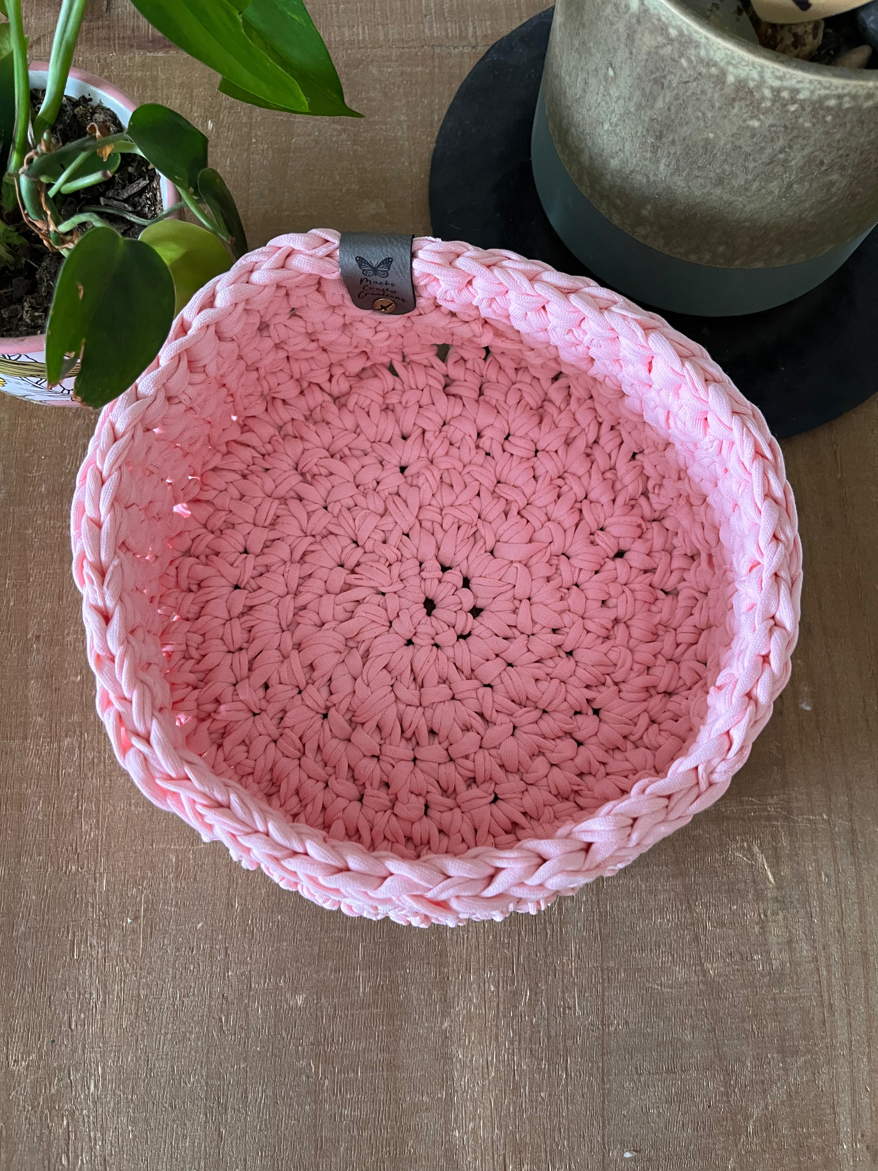Cherry Blossom Crocheted Storage Basket