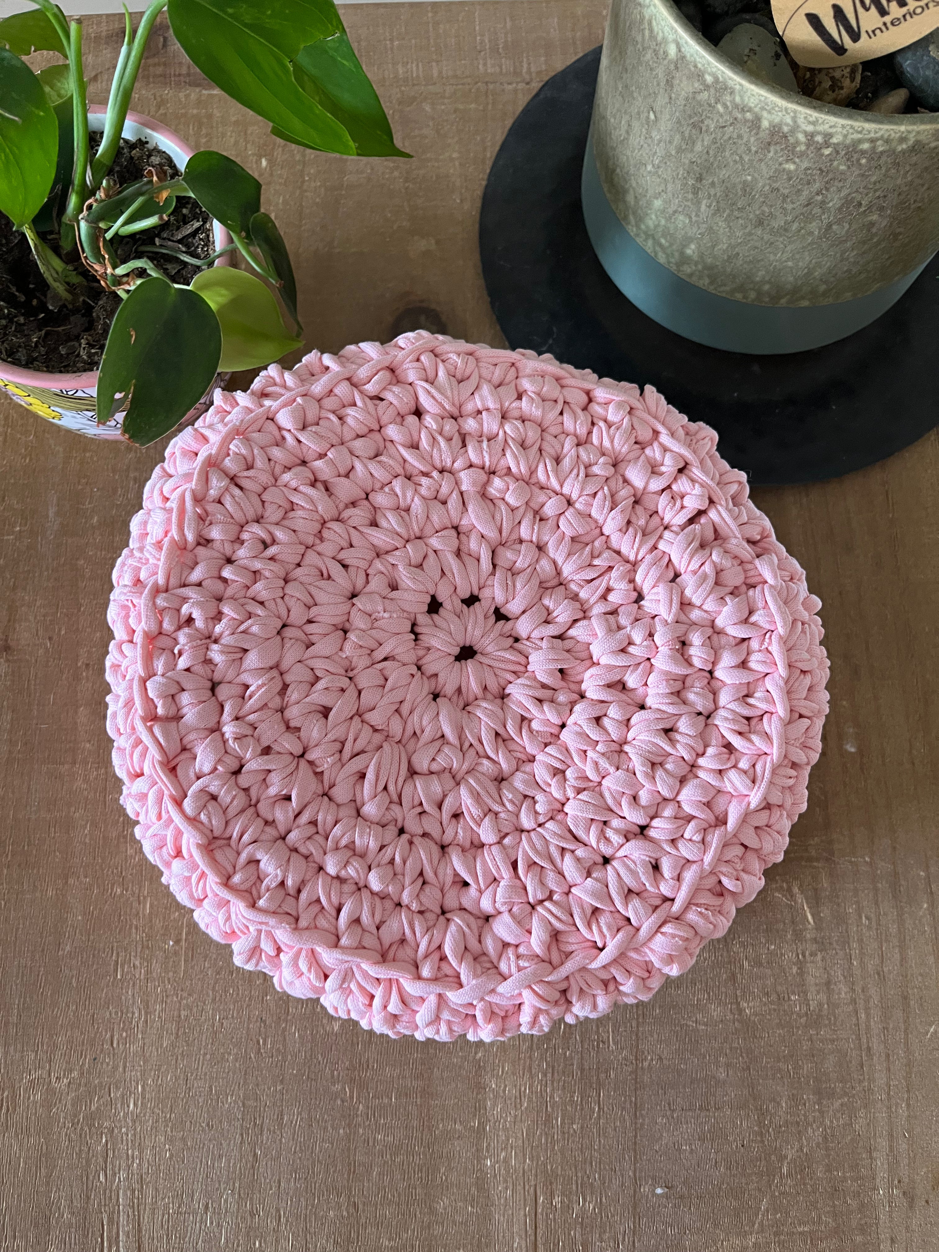 Cherry Blossom Crocheted Storage Basket