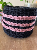 Dusty Rose Noir Crocheted Storage Baskets