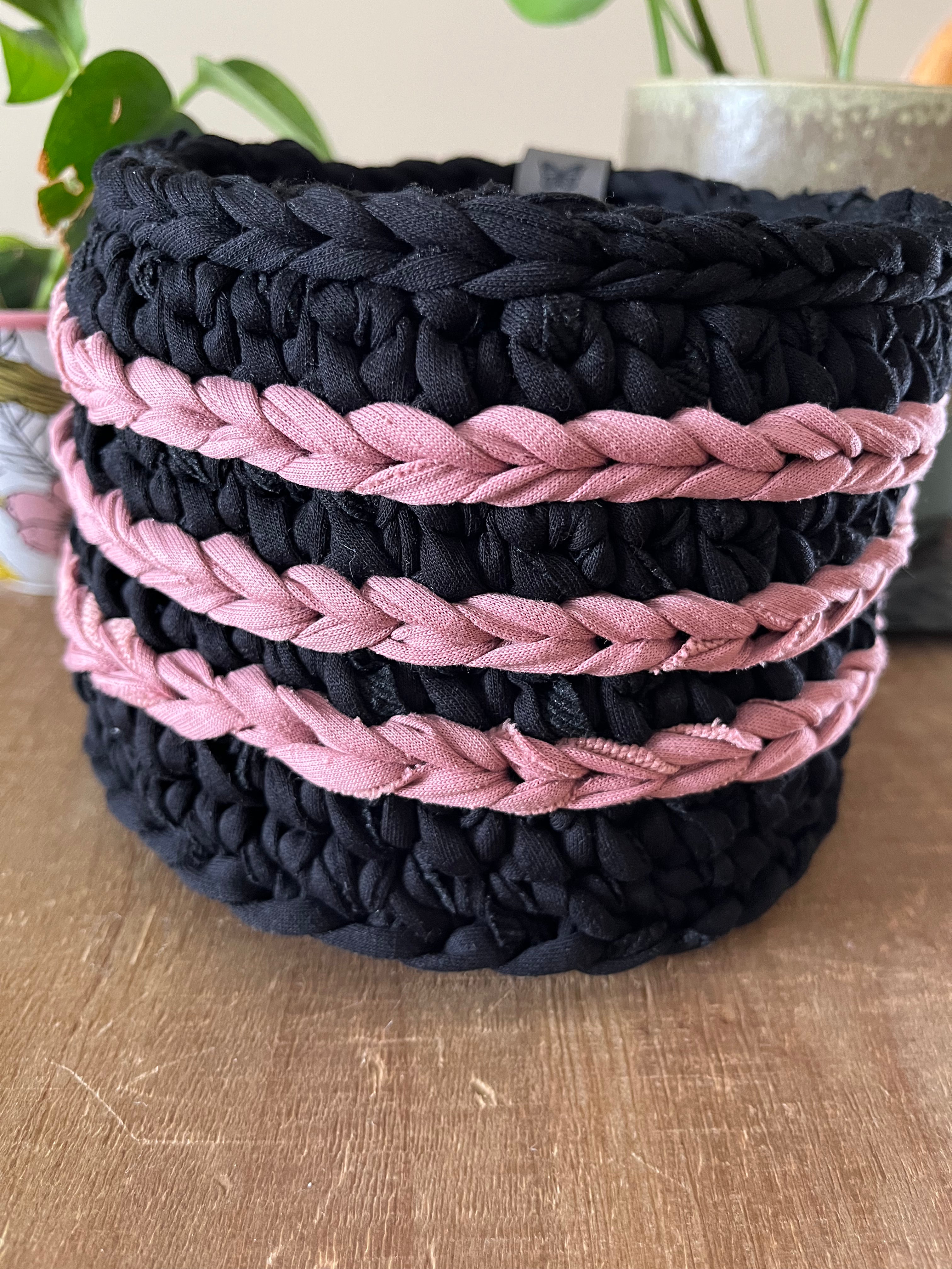Dusty Rose Noir Crocheted Storage Baskets