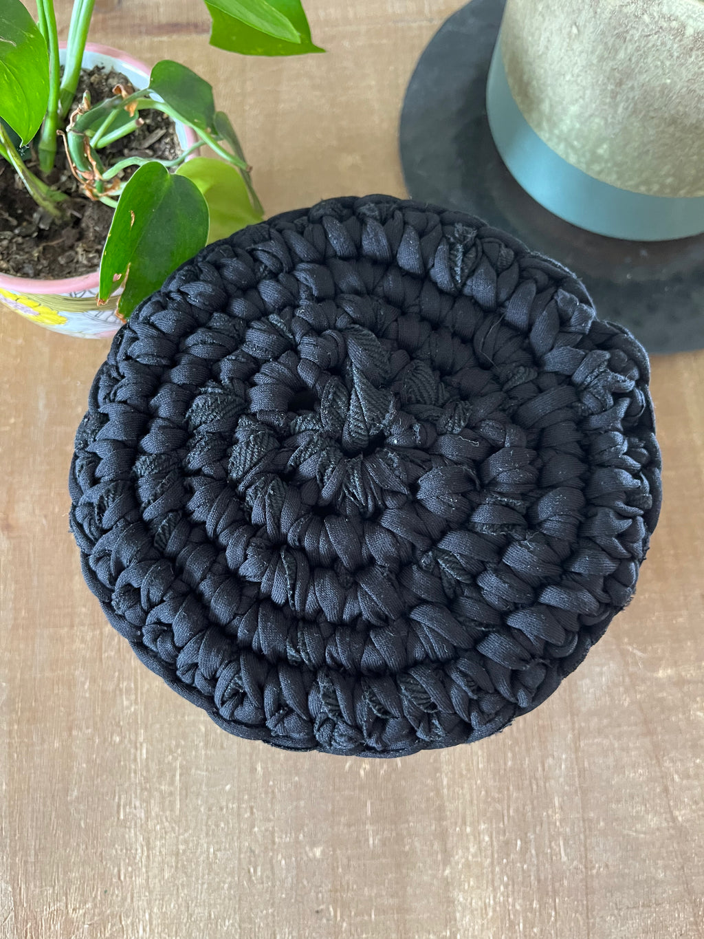 Dusty Rose Noir Crocheted Storage Baskets