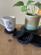 Black Crocheted Coaster Set