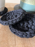 Black Crocheted Coaster Set