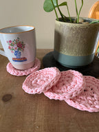 Pink Crocheted Coaster Set