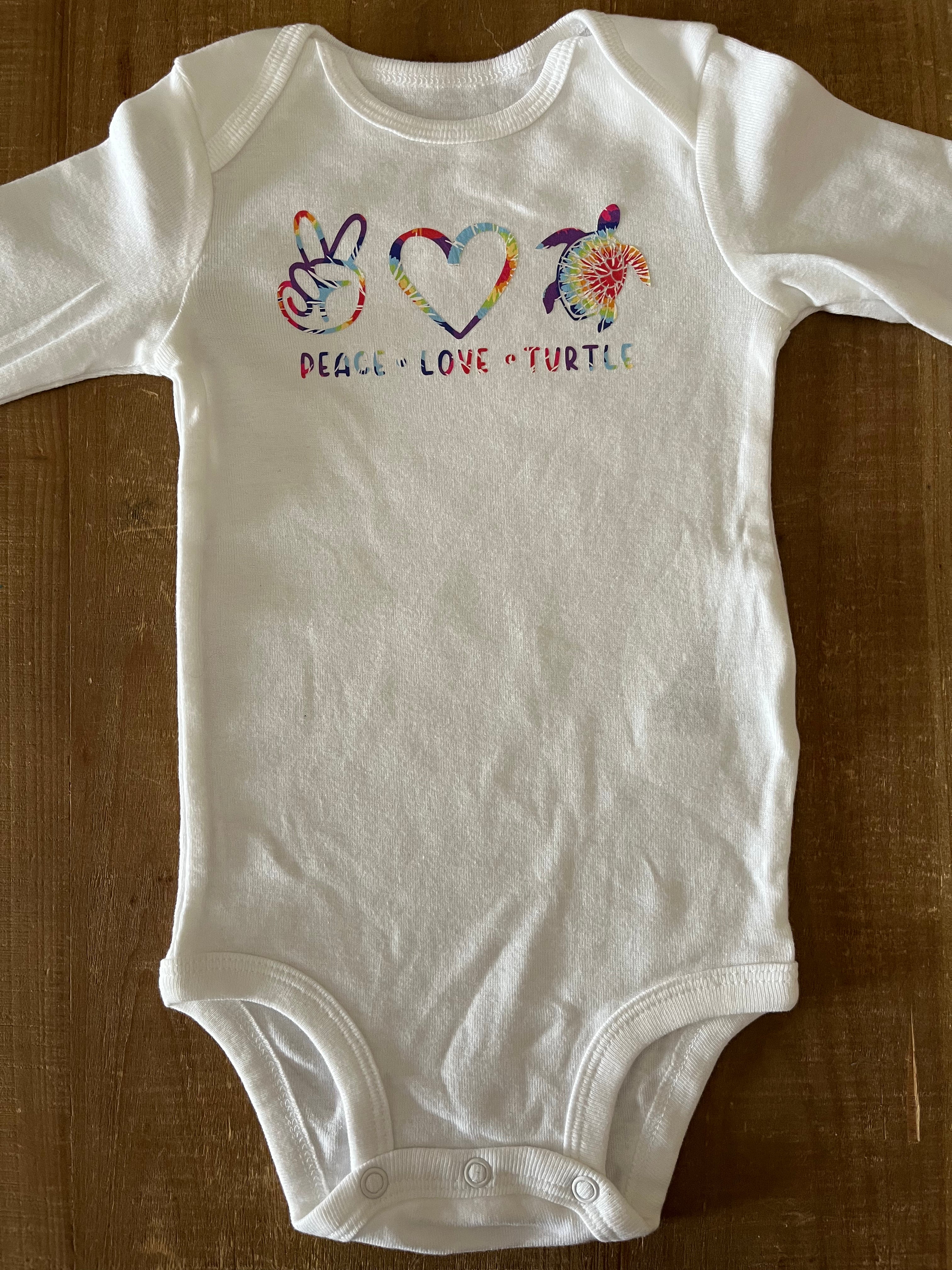 Peace Love and Turtle Baby Bodysuit