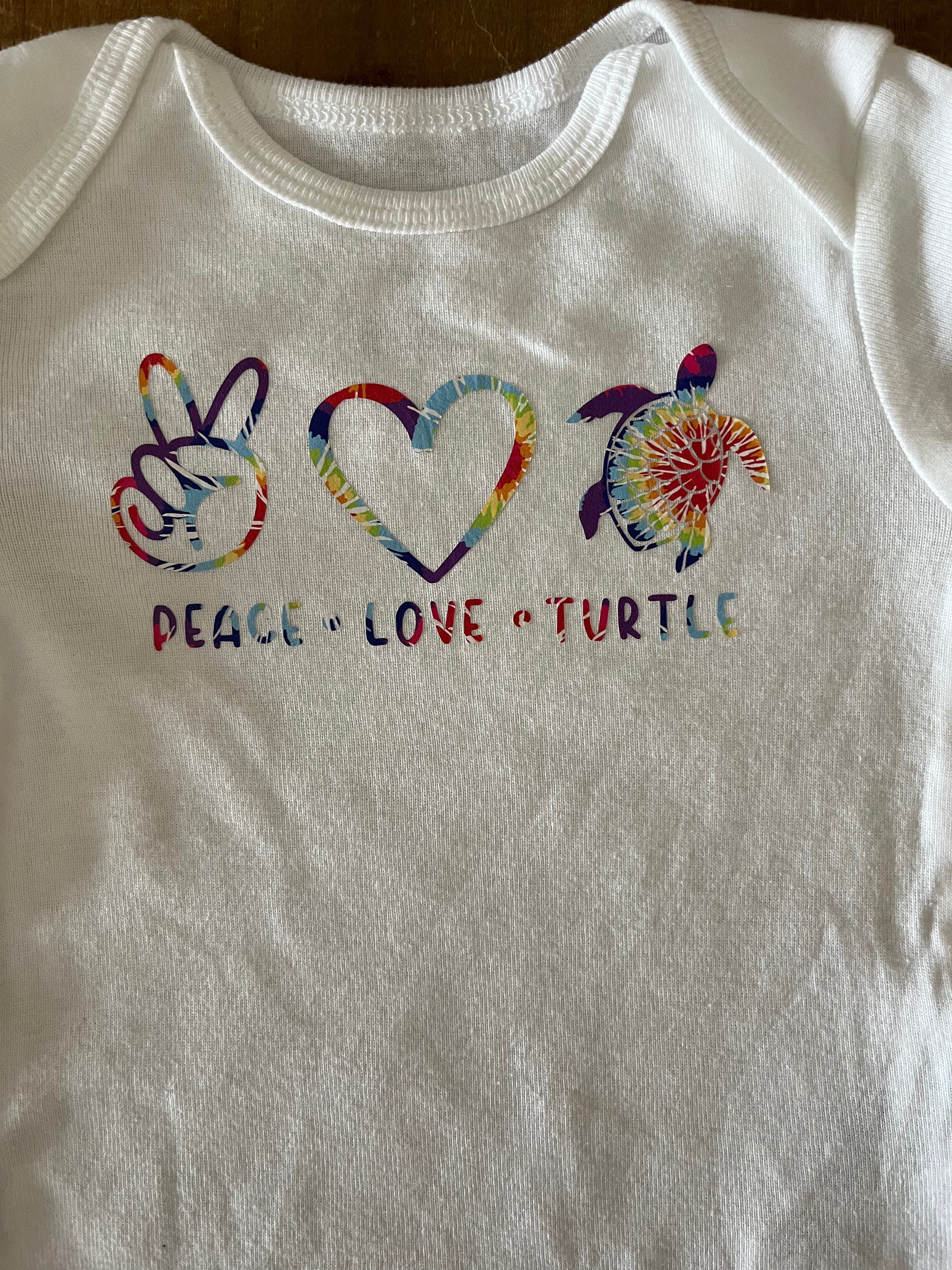 Peace Love and Turtle Baby Bodysuit