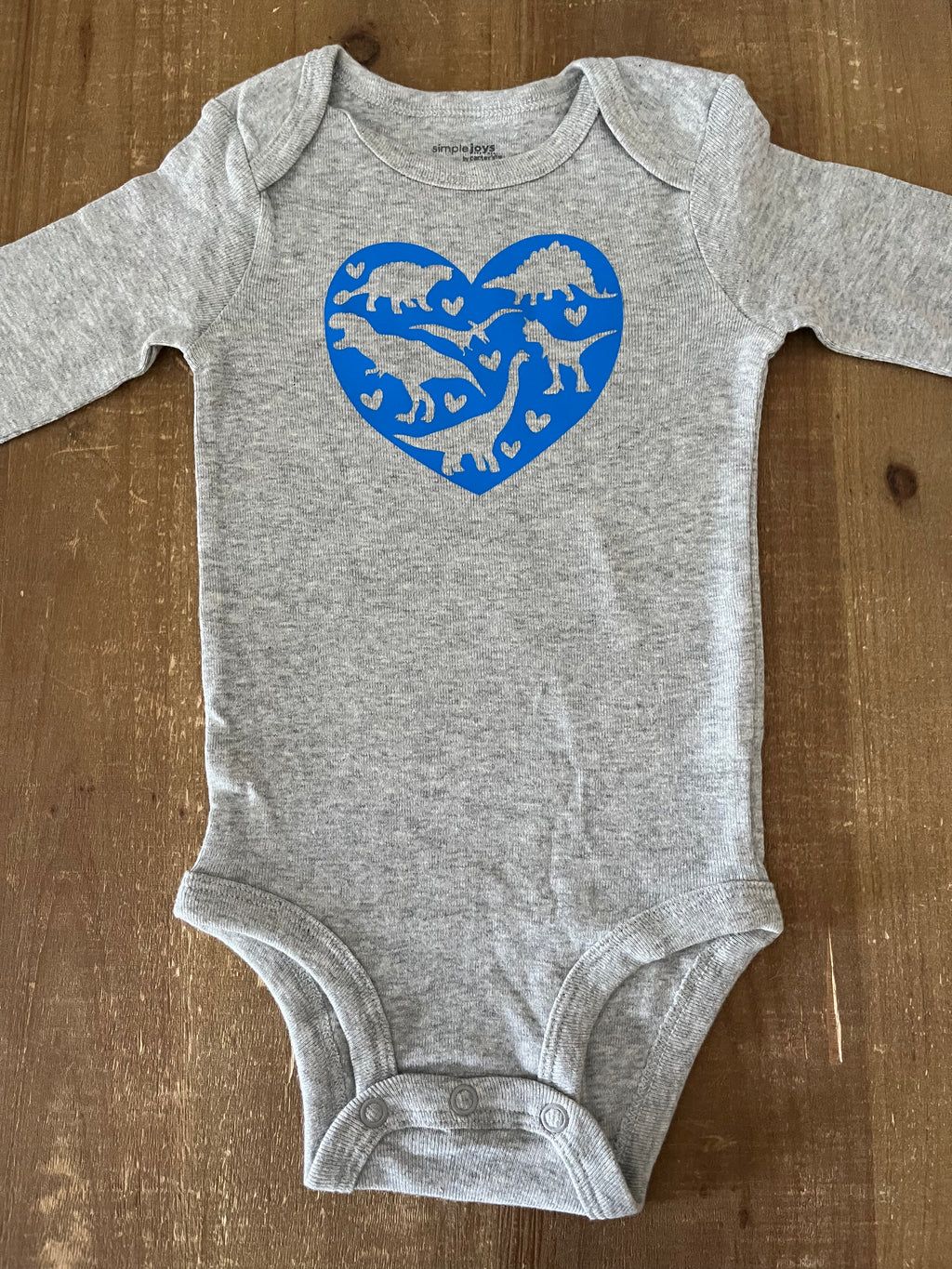 Blue Heartfelt Dinosaurs Baby Bodysuit