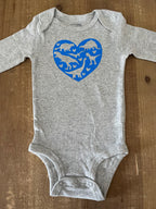Blue Heartfelt Dinosaurs Baby Bodysuit