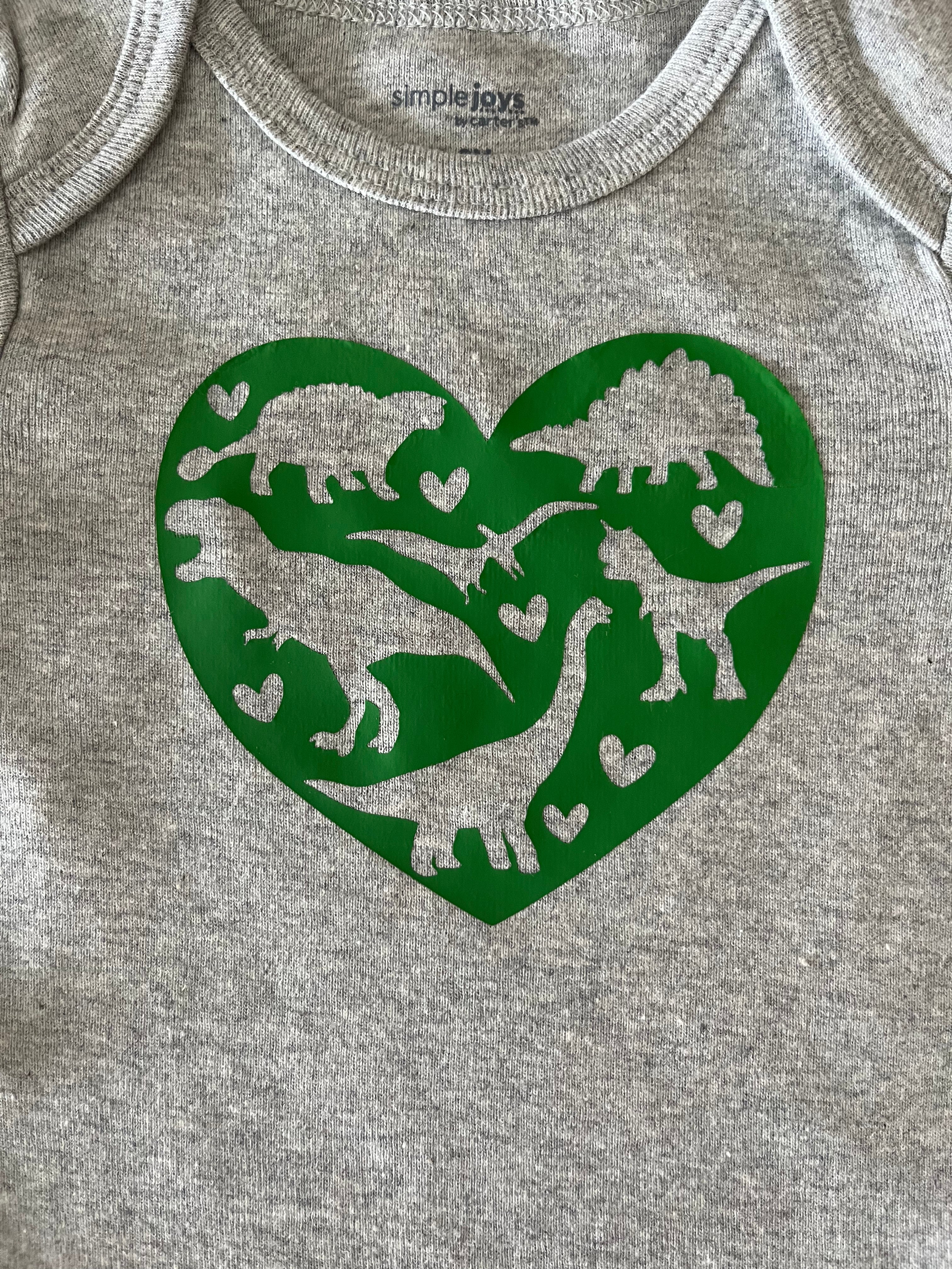 Green Heartfelt Dinosaurs Baby Bodysuit