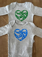 Blue Heartfelt Dinosaurs Baby Bodysuit