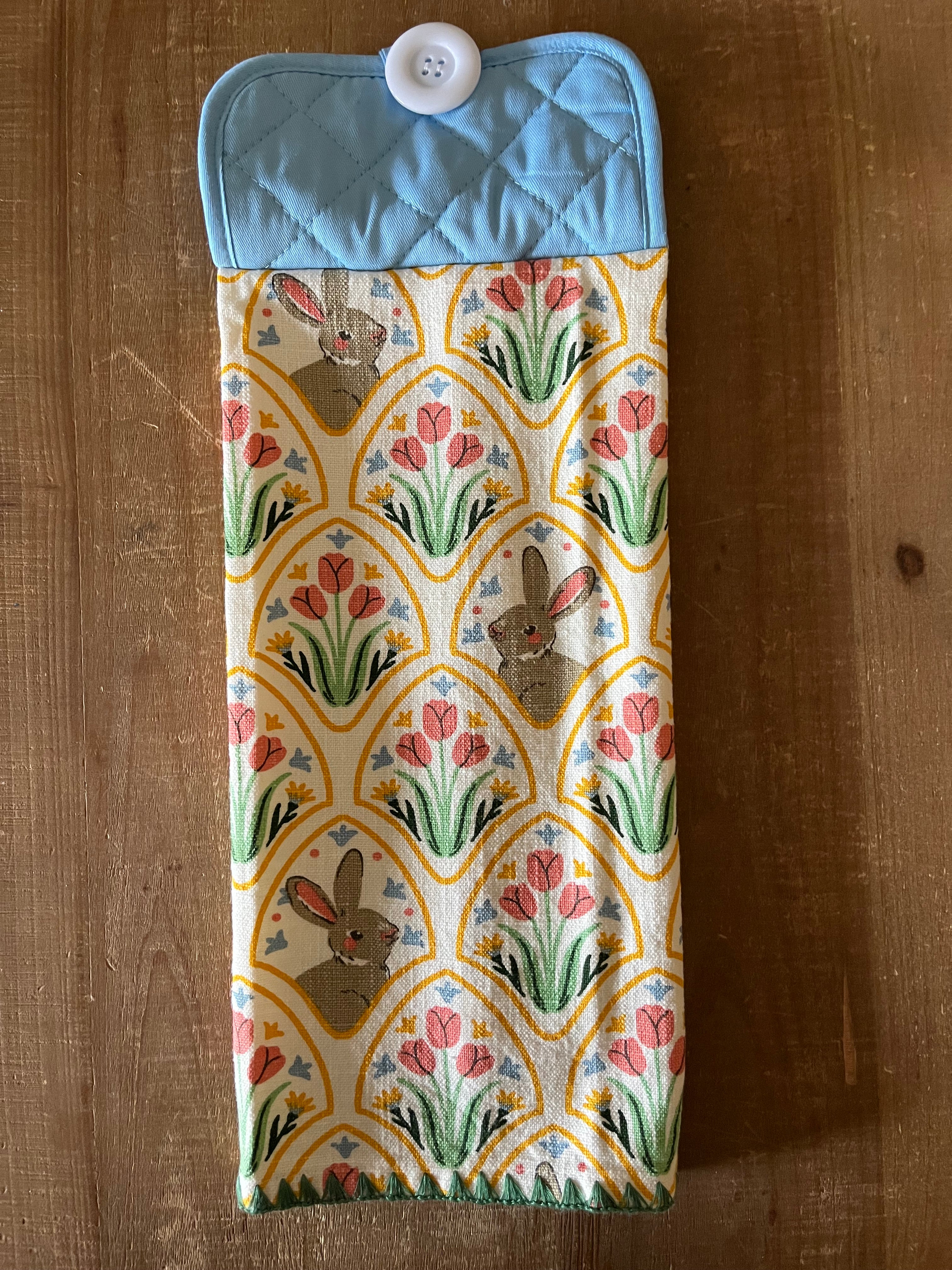 Tulips and Bunnies Hand Towel