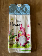 Hello Flower Gnome Hand Towel