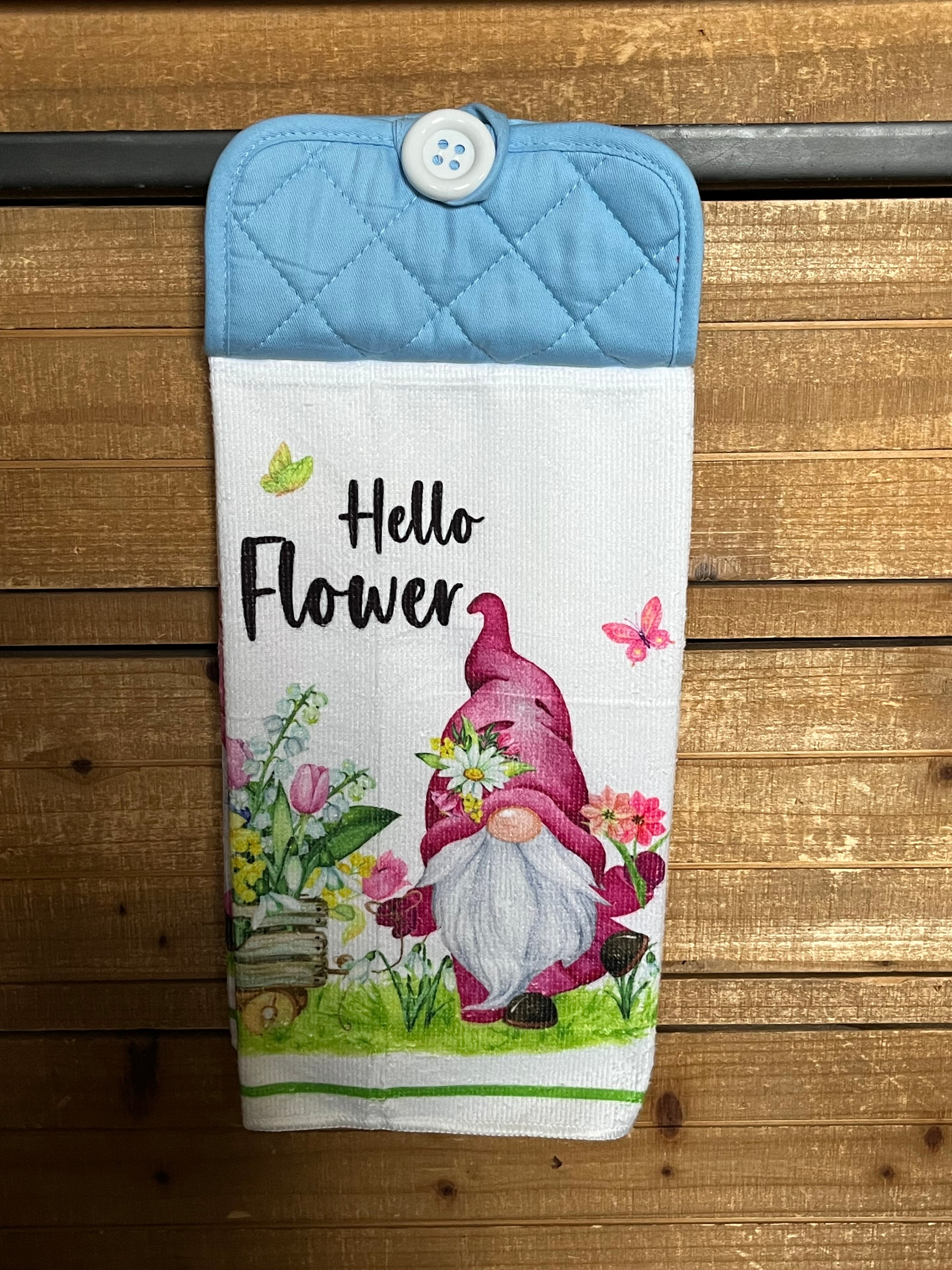 Hello Flower Gnome Hand Towel