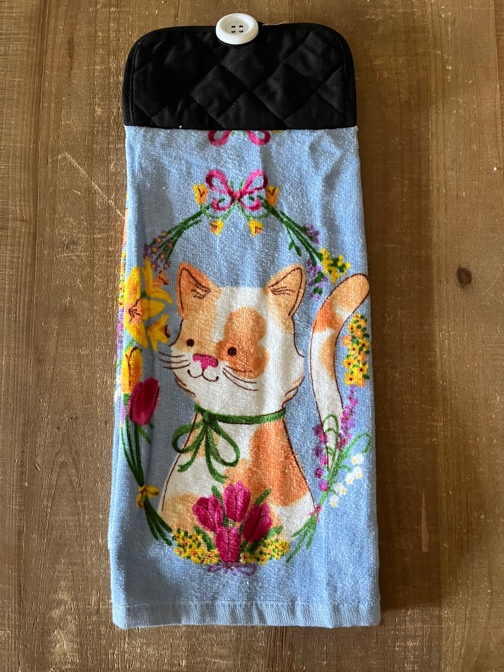 Floral Kitten Hand Towel